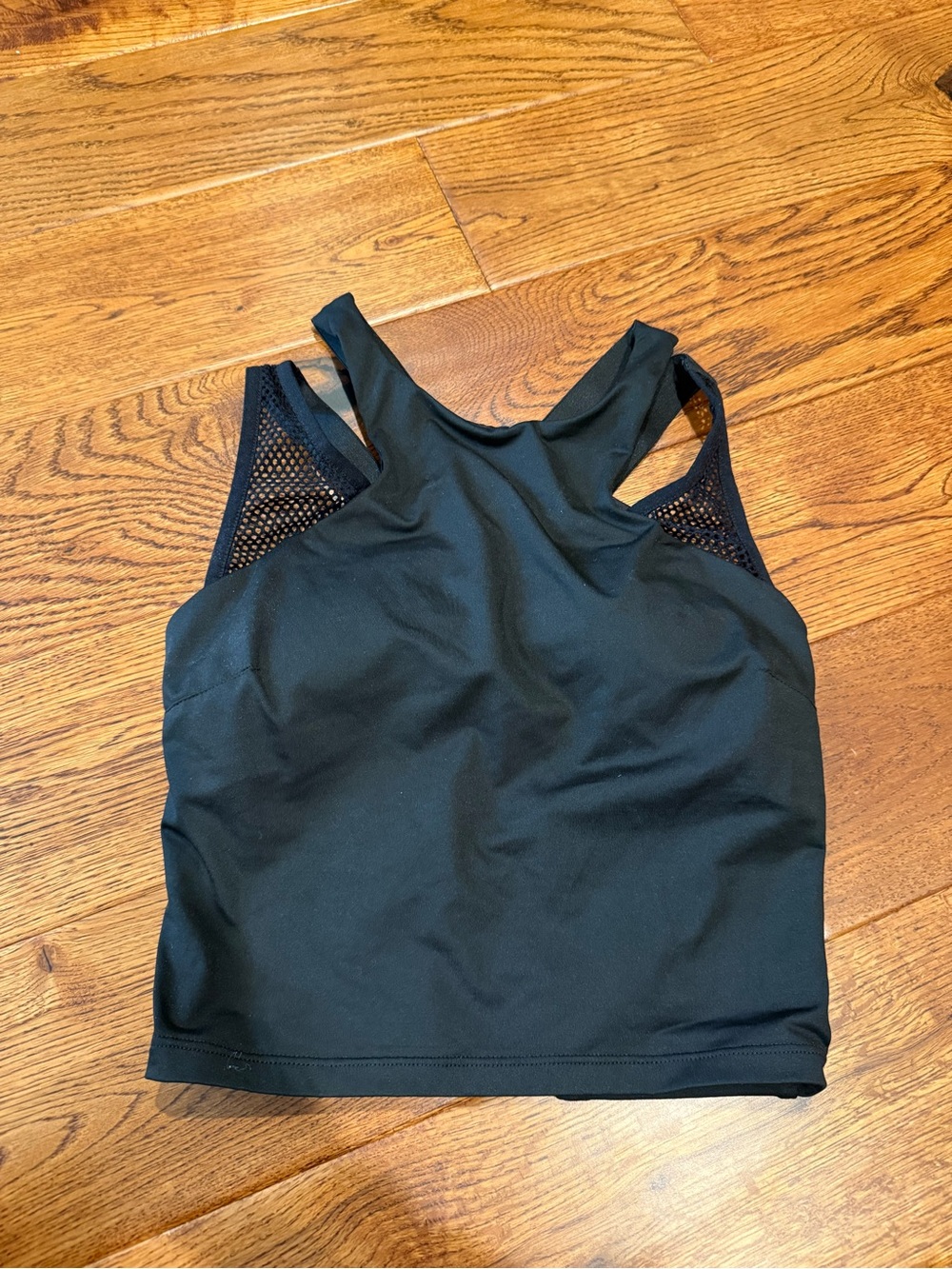 MICHI Dual-Strap Cross-Back Black Crop Tank Top